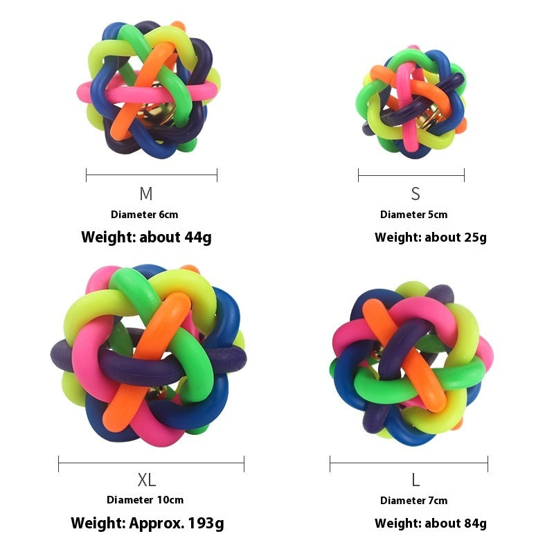 Pet Toy Ball Colorful Woven Ball Colorful Bell - Majestic Pet Kingdom