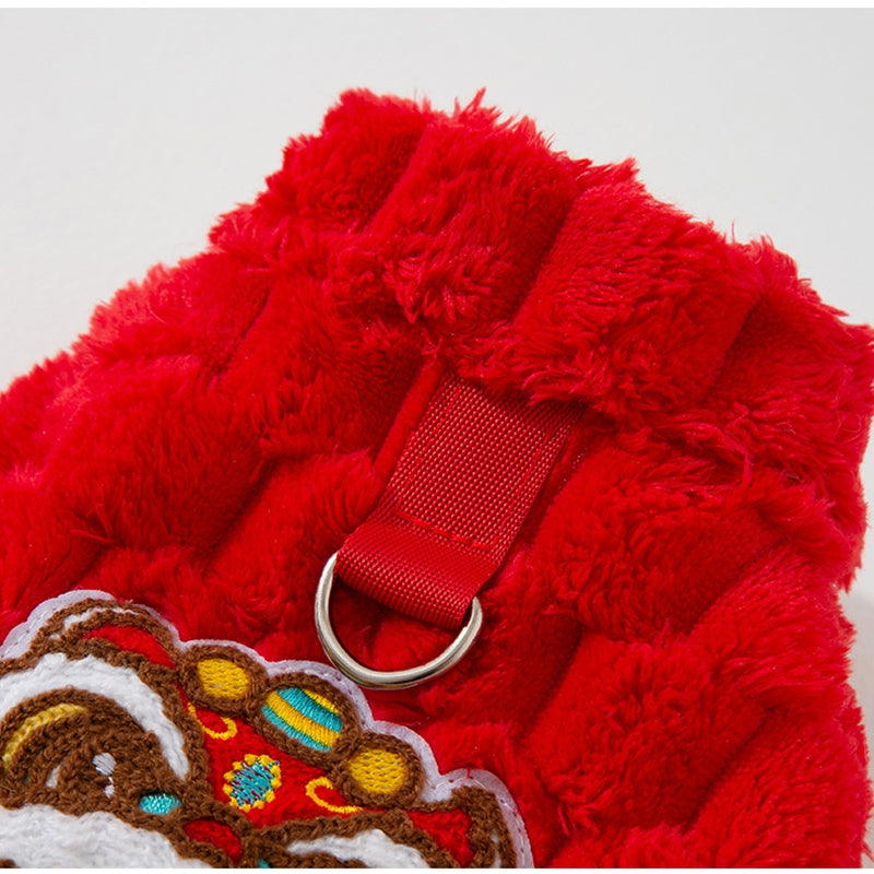 Dog Autumn And Winter, Puppy For The New Year, Golden Turtle Fleece For The New Year, Warm Fleece Coat, Small Dog, Cat And Pet Dog Clothes - Majestic Pet Kingdom