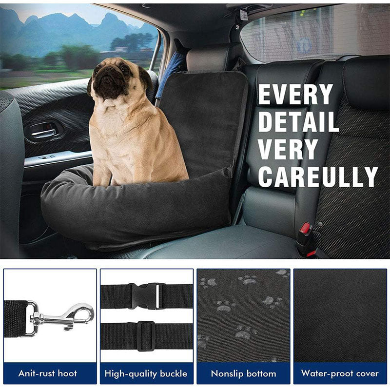 Dog Car Seat Hanging Booster Basket Waterproof Cushion Bed - Detail Angle 4 | Majestic Pet Kingdom