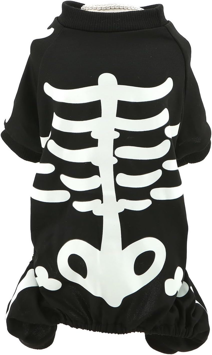 Dog Costume Skeleton Glow in the Dark Halloween Jumpsuit - Detail Angle 3 | Majestic Pet Kingdom