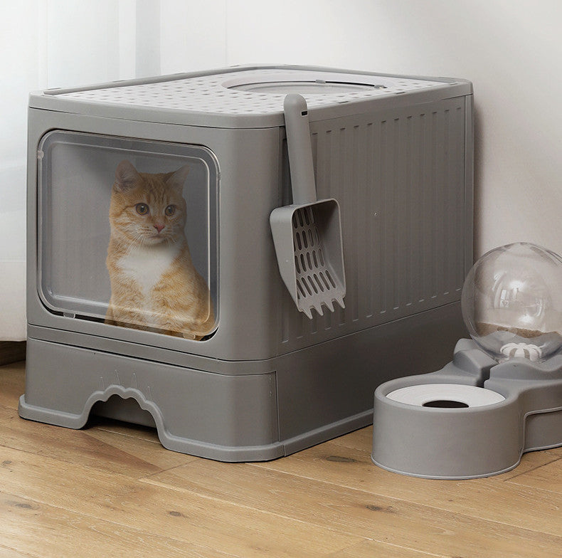 Cat Litter Basin Large Double Door Drawer Foldable Pan