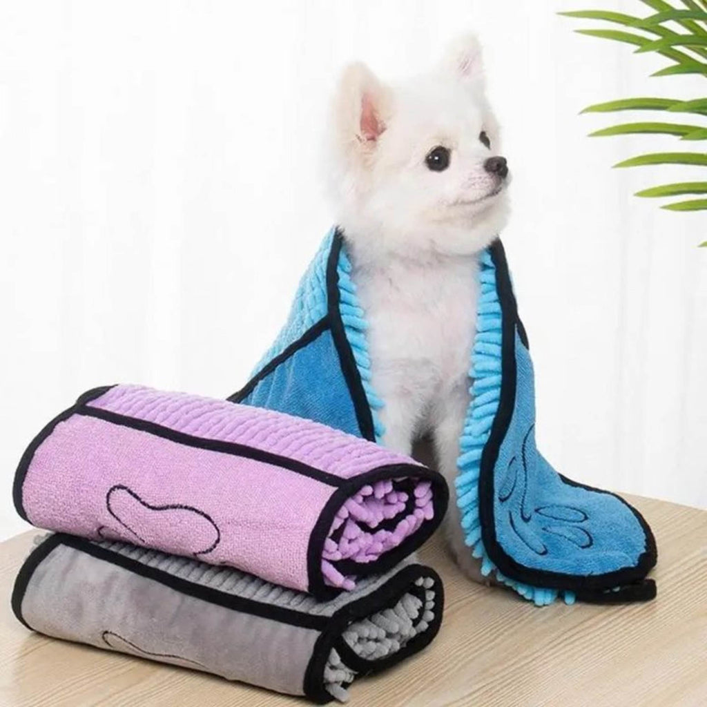 Dog Bath Robe Towel Quick Dry Pet Soft Towel Fiber Absorbent Cat Bath Towel Convenient Pet Cleaning Washcloth Thicken Durable - Majestic Pet Kingdom