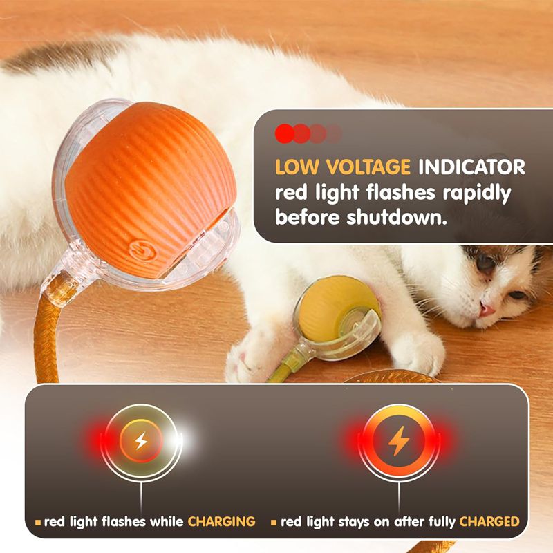 Cat Toy Automatic Rolling Smart Sensor Ball Rechargeable Play - Detail Angle 4 | Majestic Pet Kingdom