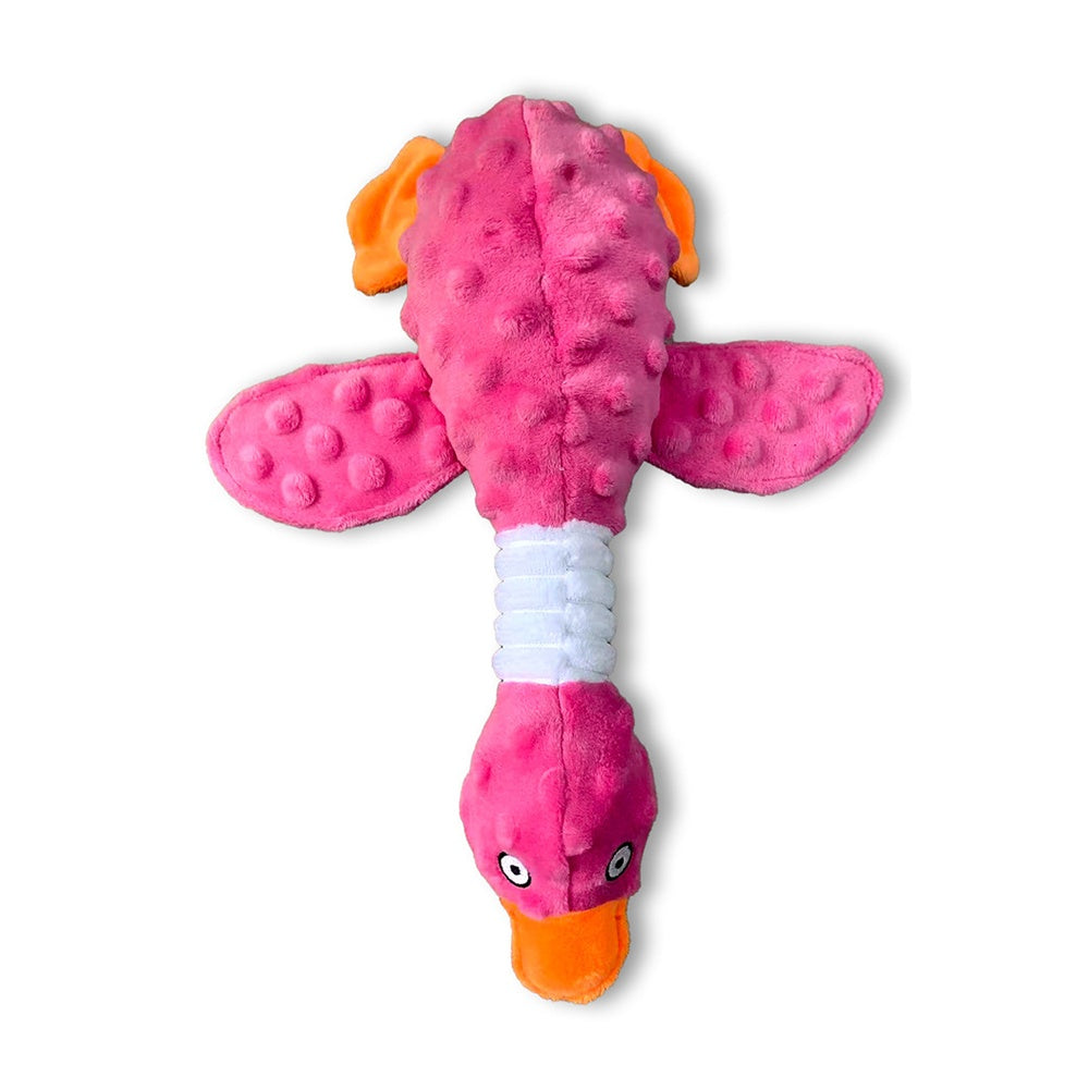 Squeaky Dog Toys For Aggressive Chewers, Durable Stuffed Animal Plush Dog Toy With Soft Fabric For Large, Medium & Small Dogs, Interactive Puppy Chew Toy For Teething, Crinkle Duck Dog Toy - Pink