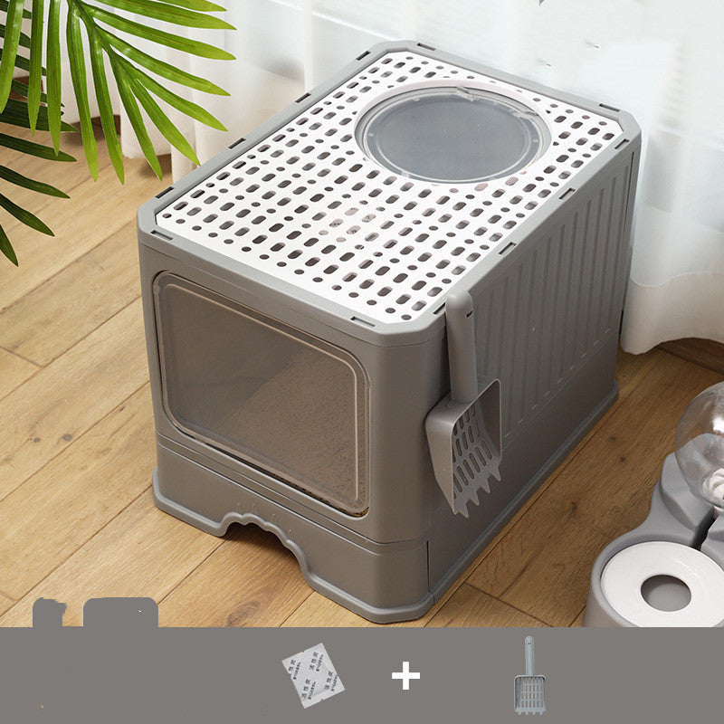 Cat Litter Basin Large Double Door Drawer Foldable Pan