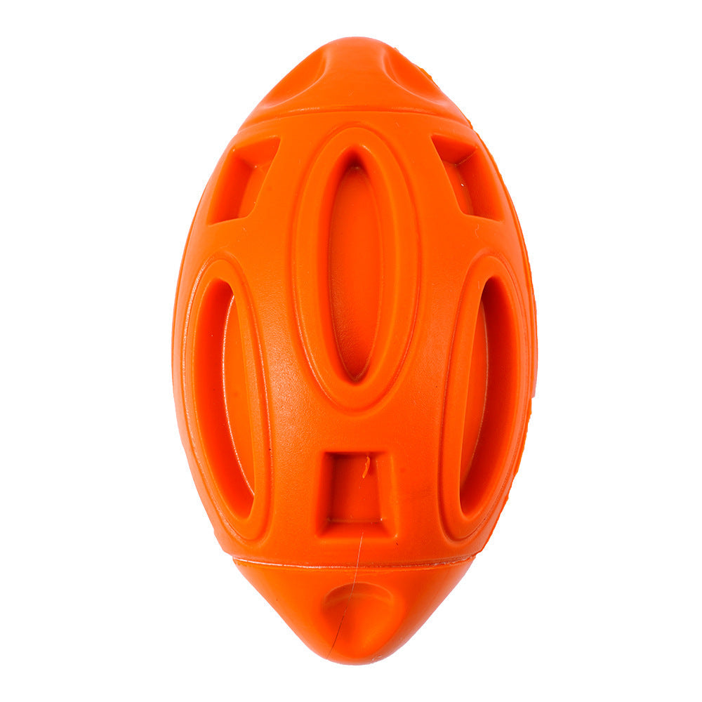 Durable Squeaky Rubber Rugby Dog Toy Ball