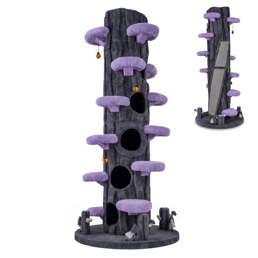 90.5 Inch Tall Multifunctional Cat Tree with Private Condos for Indoor Cats-Brown - Majestic Pet Kingdom