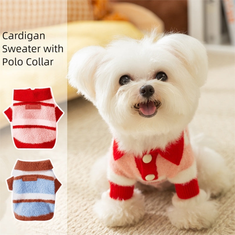 Little Dog Clothes For Autumn And Winter, Small Dog For Winter Warmth, Teddy Bichon Frise POLO Collar Pet Winter Two-legged Sweater - Majestic Pet Kingdom