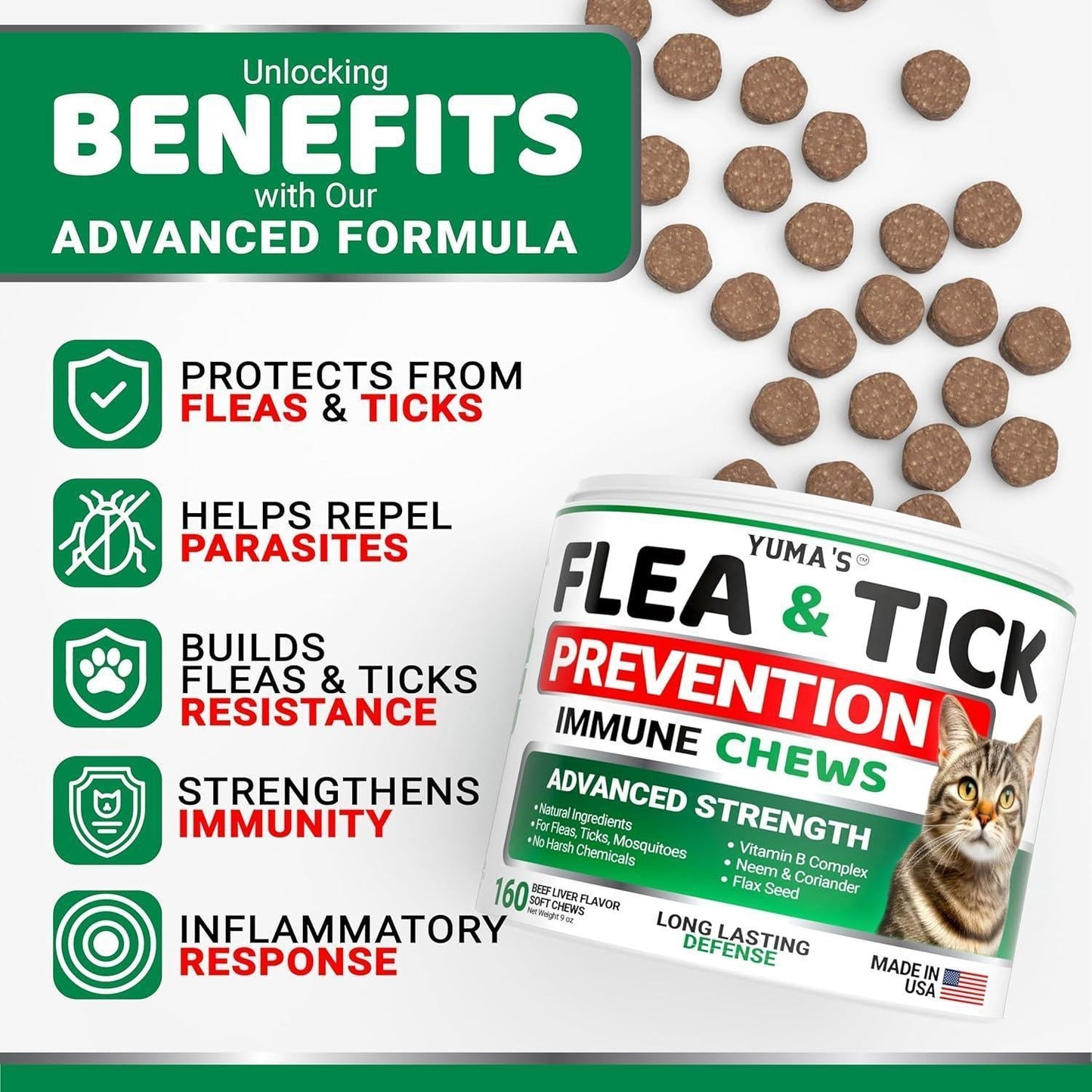 Flea & Tick Chews for Cats - Oral Health Supplement