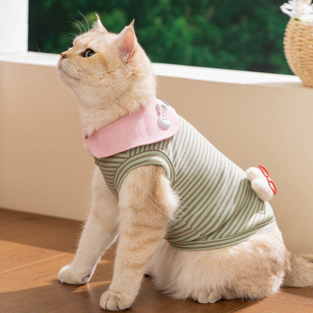 Breathable Thin-Style Striped Tank Top For Cats - Majestic Pet Kingdom