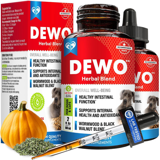 Pet Dewormer Drops Intestinal Cleanse Herbal Liquid 60ml 2pk