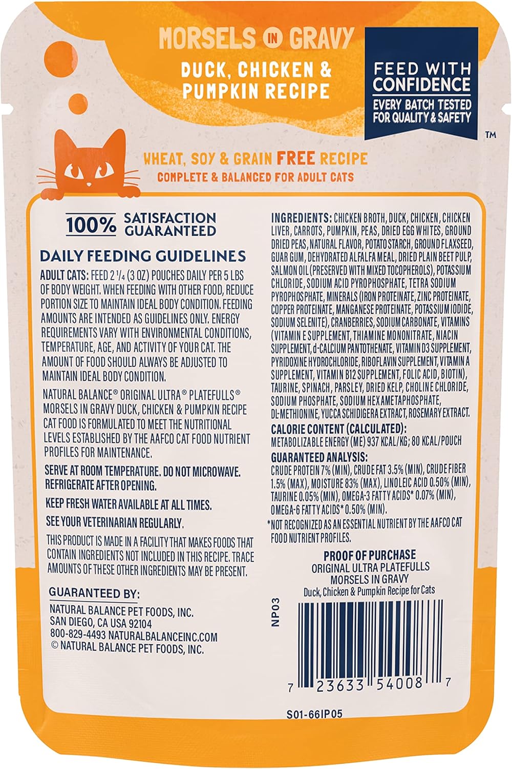 Natural Balance Cat Pouch Platefulls Duck, Chicken, Pumpkin (3oz) - Majestic Pet Kingdom