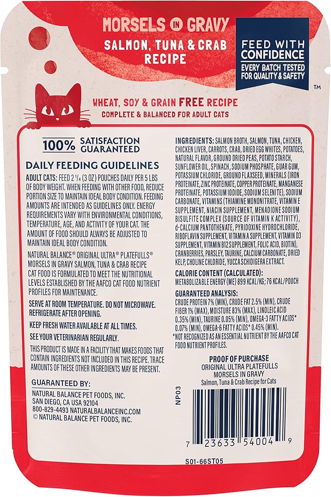Natural Balance Cat Pouch Platefulls Salmon, Tuna, Crab (3oz) - Majestic Pet Kingdom