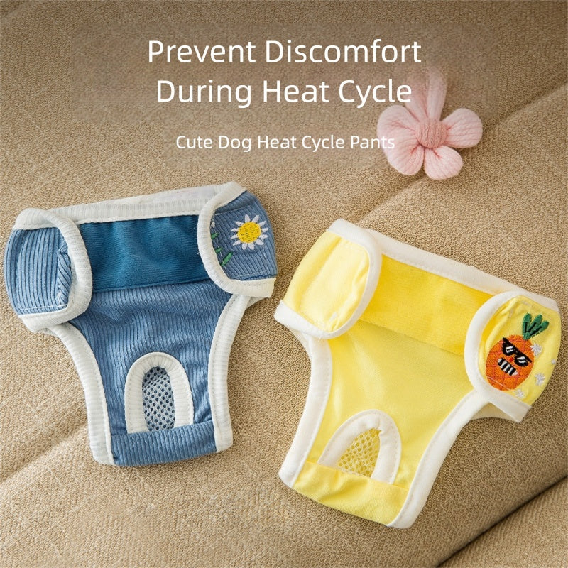 New Washable Dog Physiological Pants Leakproof Cartoon Dog Menstrual Pants Reusable Breathable Pet Diaper Pet Supplies - Premium Pet Accessory