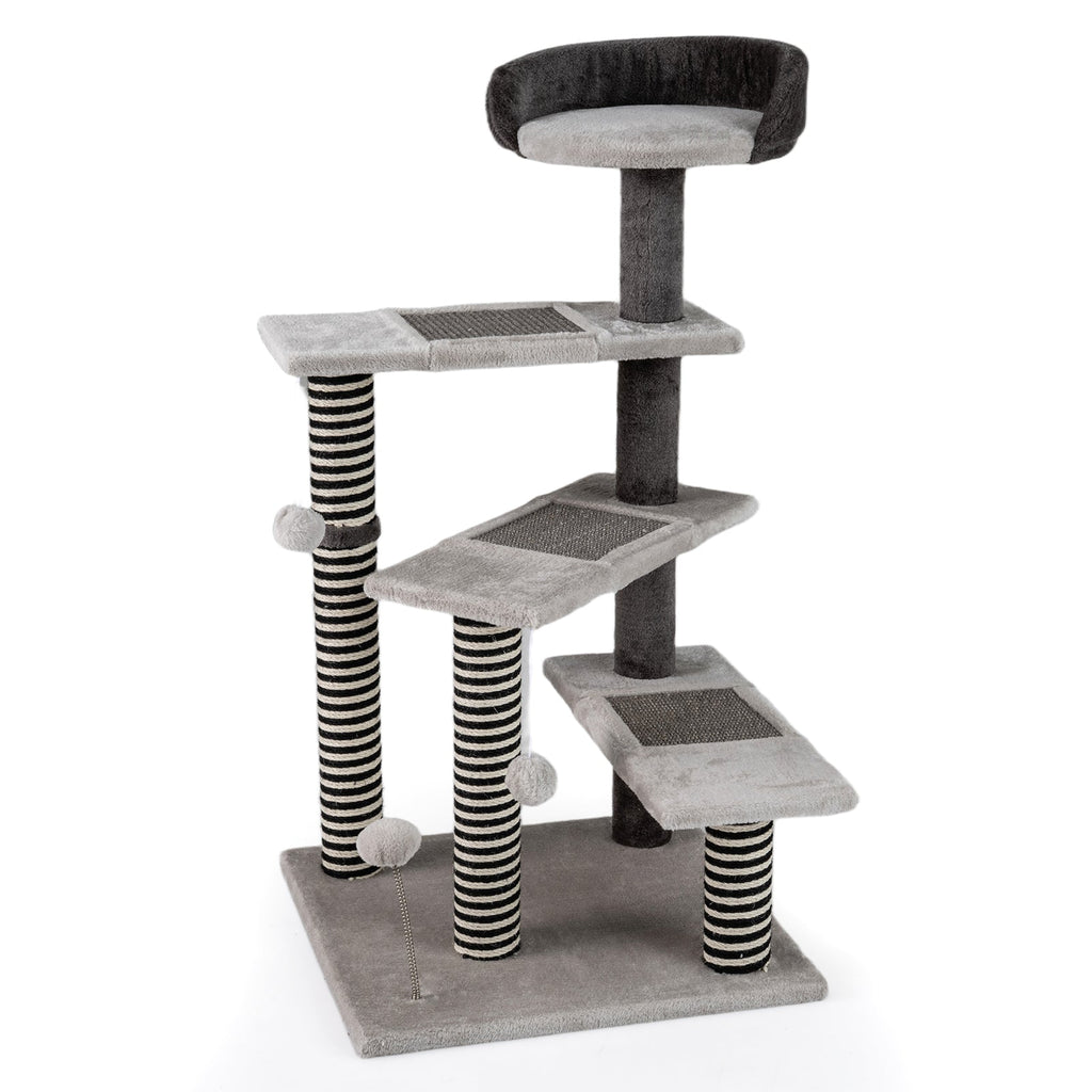 93 CM Tall Cat Tree Kitten Tower with Sisal and Jute Scratching Posts-Gray - Majestic Pet Kingdom