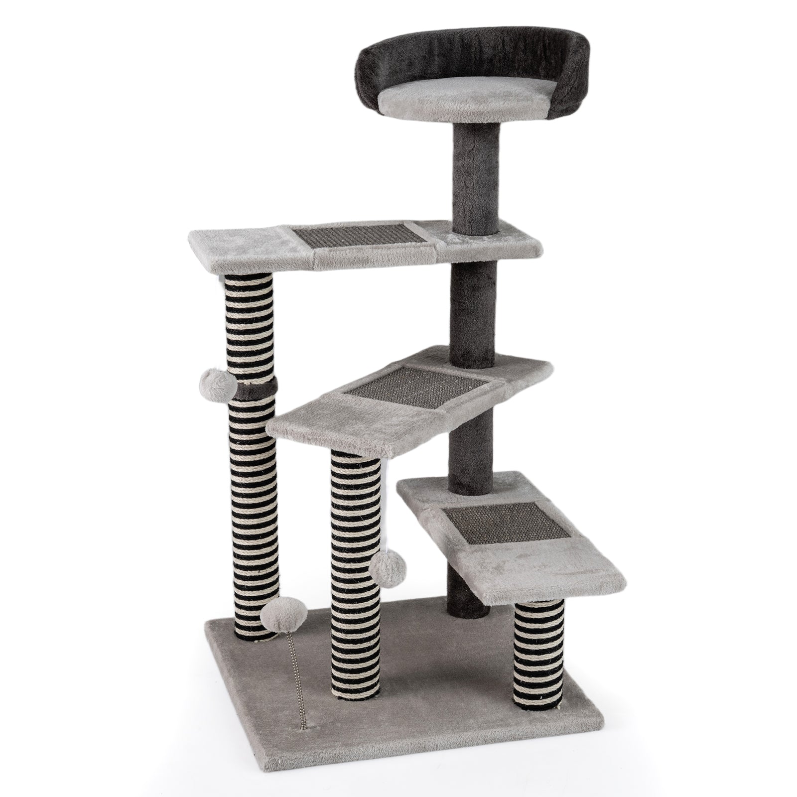 93 CM Tall Cat Tree Kitten Tower with Sisal and Jute Scratching Posts-Gray - Majestic Pet Kingdom