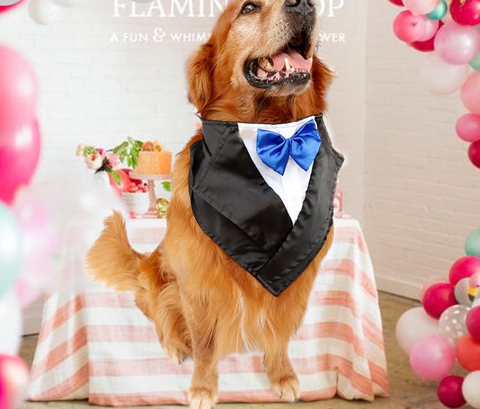 Formal Wedding Tuxedo Bandana Scarf for Dogs