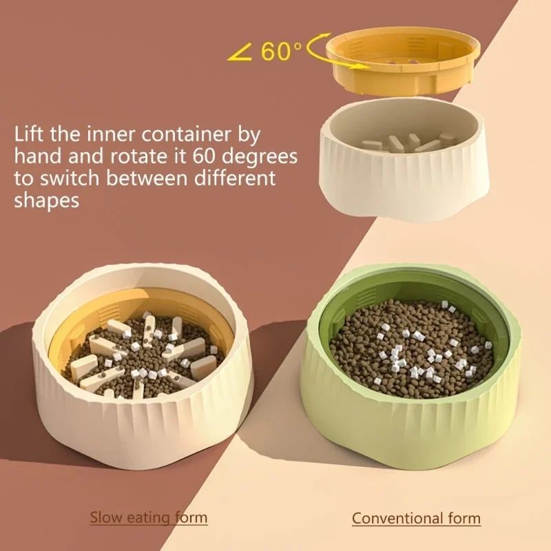 Unique Detachable Cats Bowl Slows Down Feeding For Better Health Prevent Obesity 2 In 1 Dish Lovely Bowl