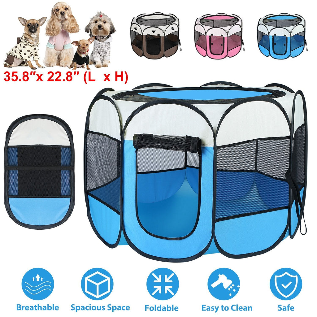 Portable Foldable Pet Tent Exercise Pen Kennel Removable Zipper Top and Bottom Water Resistant Indoor Outdoor Use For Dogs Cats Other Pets - Majestic Pet Kingdom