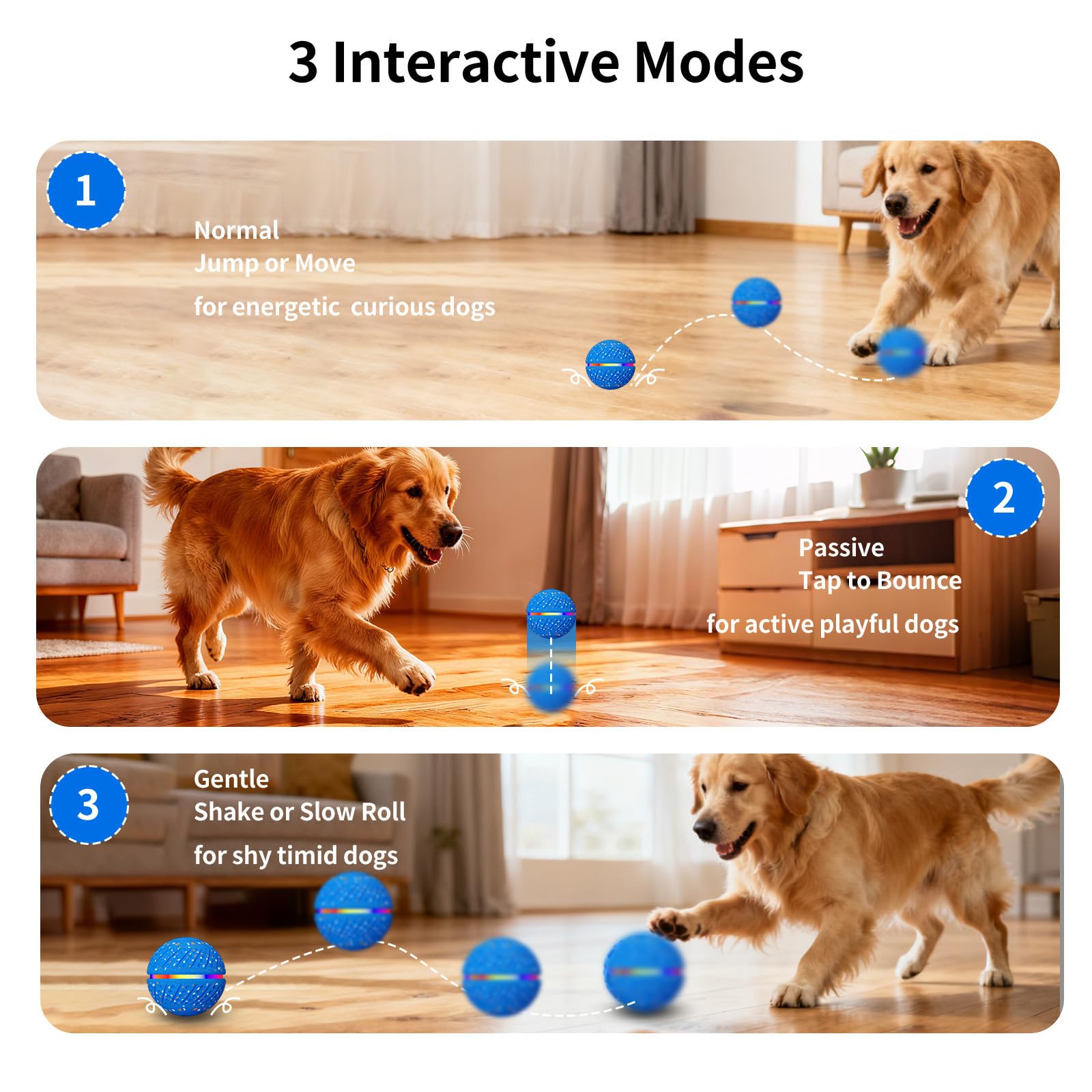 Interactive Dog Toys Ball, Smart Moving Bouncing Dog Ball With Colorful Lights, Automatic Moving, Bouncing And Rotating, E-TPU Material, Dogs Toy For Small Medium Dogs Keep Them Busy
