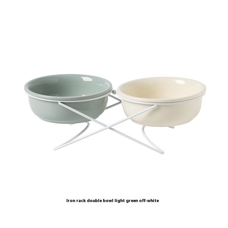 Ceramic Bowl Food Basin Drinking Bowl Food Bowl Pet Supplies Ceramic Double Cat Bowl - Majestic Pet Kingdom