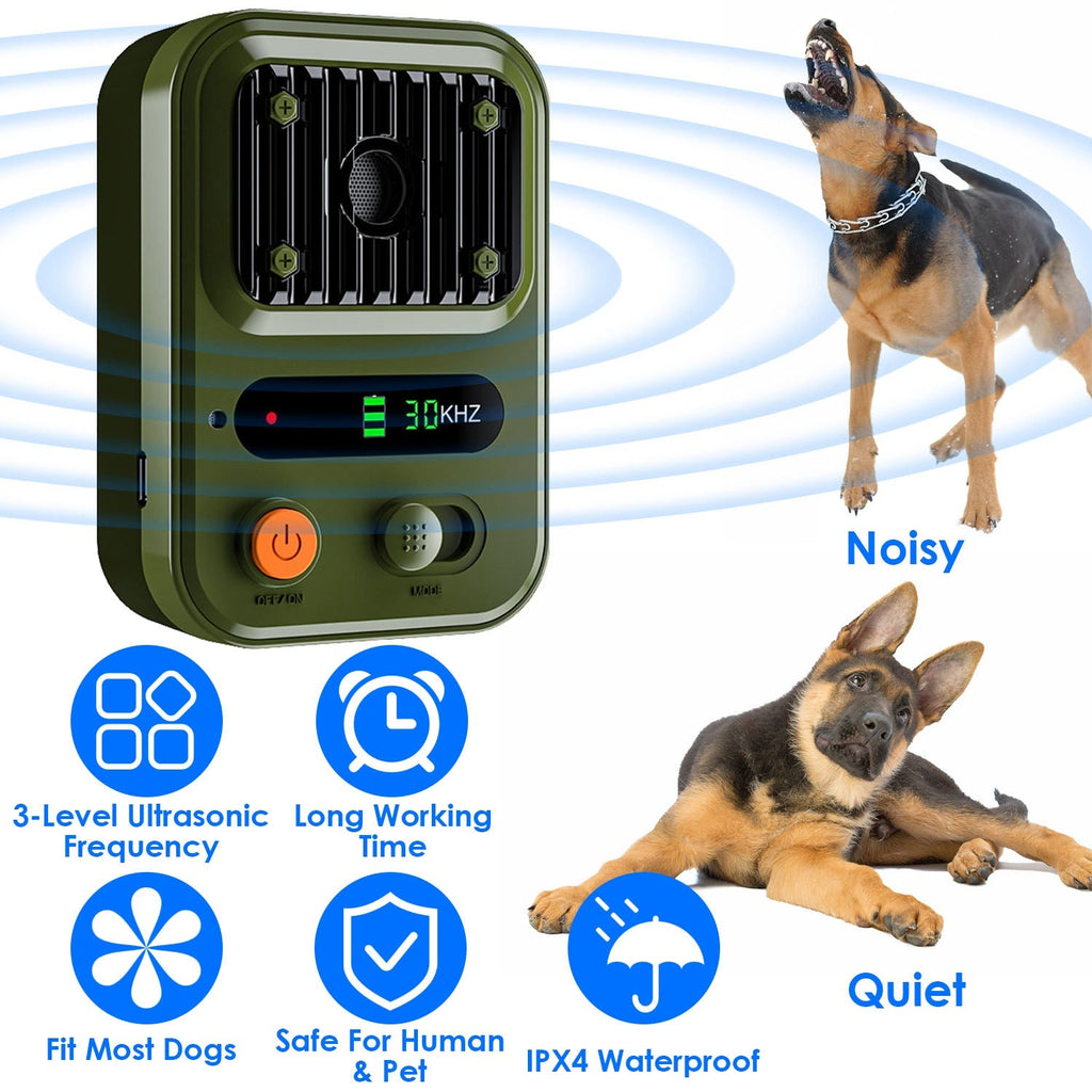 Ultrasonic Anti-Barking Device Rechargeable Auto Dog Bark Control Deterrent Box Training Device IPX4 Waterproof with 3 Frequency Max 32.8Feet Sensing - Majestic Pet Kingdom