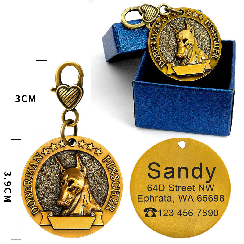 Dog ID Tag Custom Engraved Metal Anti-Lost Collar Nameplate - Detail Angle 6 | Majestic Pet Kingdom