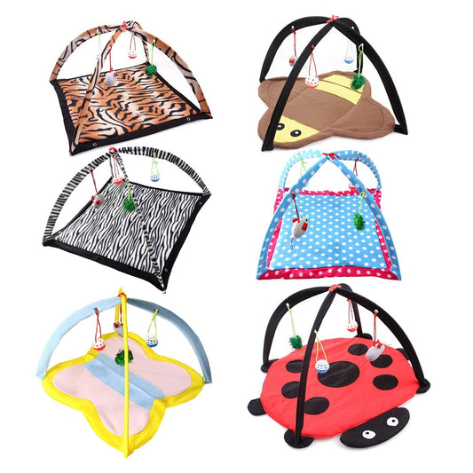 Cat Play Tent Cartoon Multifunctional Foldable Mat with Balls