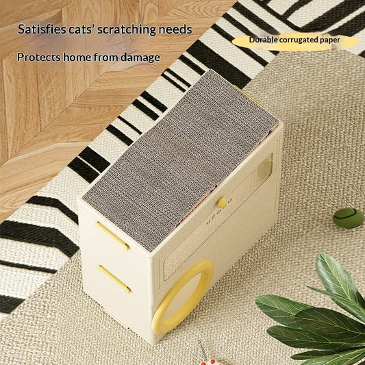 Multi-functional Pet Storage Box With A Cat Scratcher