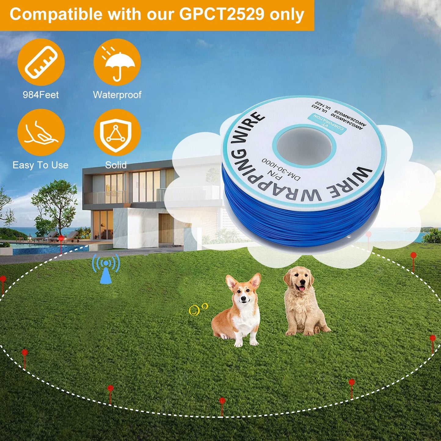 984 Feet 0.2in Dog Fence Wire Aluminum Boundary Wire for GPCT2529 Dog Fence System | Purrfect Pet Kingdom