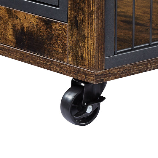 Dog Crate Furniture 31.5in Rolling End Table Lift-Top Brown - Main Feature View | Majestic Pet Kingdom