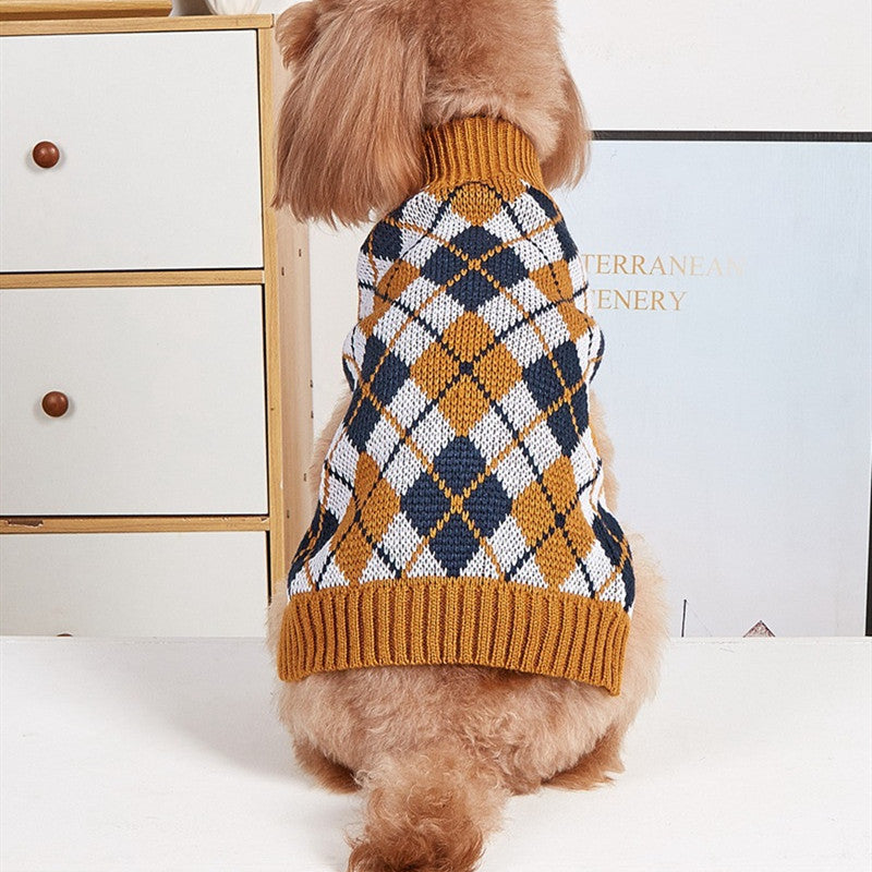 Thanksgiving Pet Clothes Lapel Retro Plaid Contrast Color - Majestic Pet Kingdom