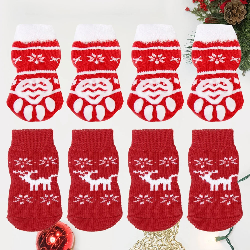 Anti-Slip Pet Socks: Warm Winter Booties (8-Pack) - Majestic Pet Kingdom