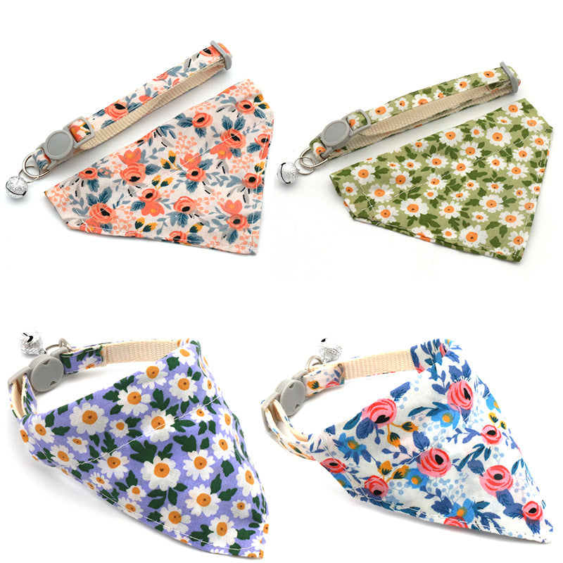 Floral Pet Bandana: Daisy Triangle Scarf Collar