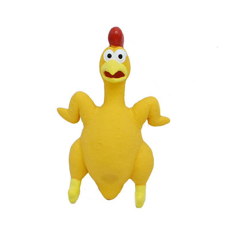 Dog Toy Screaming Chicken Squeaky Natural Latex Fetch Chewer - Detail Angle 6 | Majestic Pet Kingdom