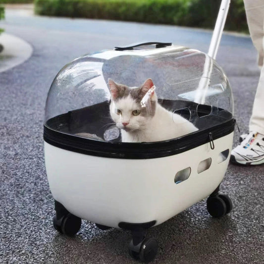 new-transparent-capsule-pet-travel-trolley-carriers-bag-stroller-10kg-puppies-dogs-cat-with-wheel-luxury-view-1 | Majestic Pet Kingdom