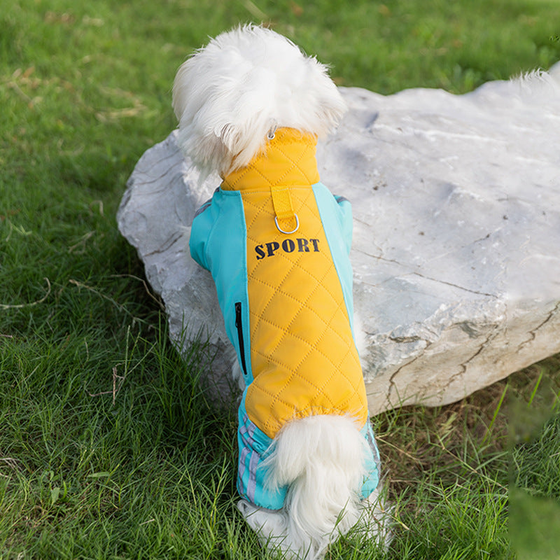 Autumn And Winter Dog Clothing Small And Medium Sized Dog West Highland Bichon Frise Down Jacket With Fleece For Warmth, Pet Four Legged Cotton Jacket - Majestic Pet Kingdom