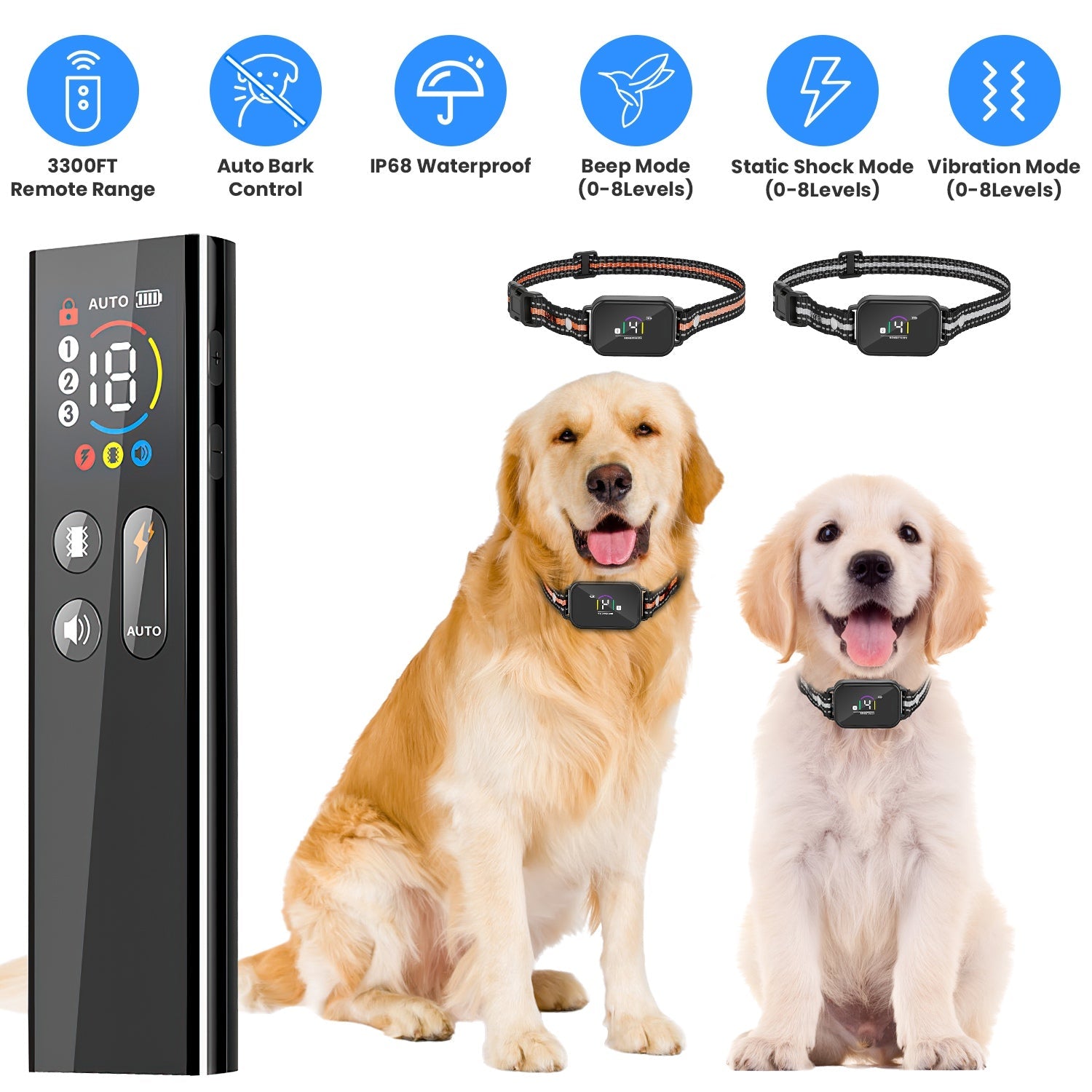Dog Training Collar with Remote and Bark Control for Small Dogs