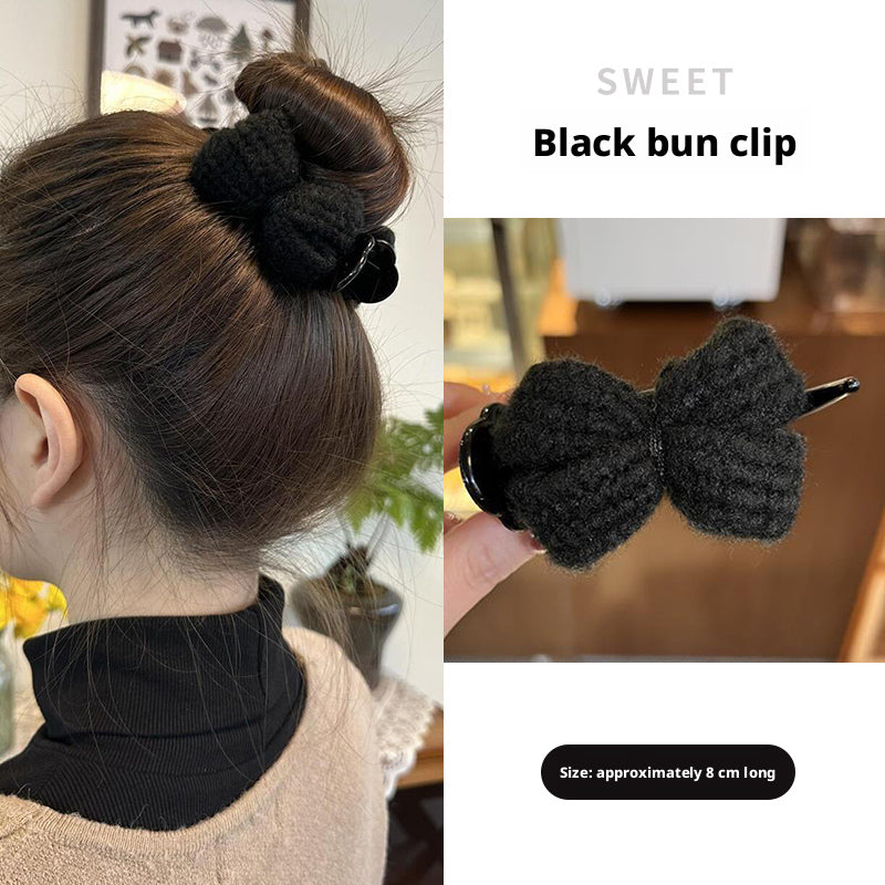 Knitted grab clip-black-1 piece