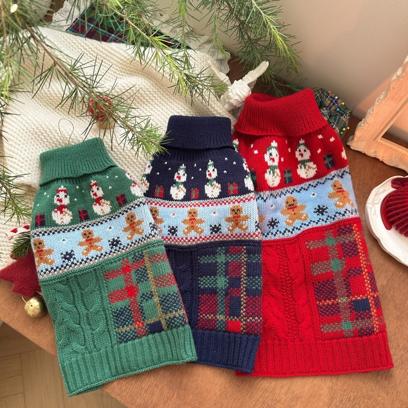 Christmas Snowman Gingerbread Man Pet Sweater - Premium Pet Accessory