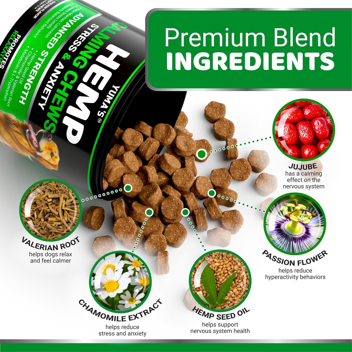 Hemp Calming Chews for Dogs - Chicken Flavor 170 Count