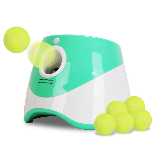 Automatic Dog Ball Launcher Included 6 Tennis Balls Dog With 3 Adjustable Launch Distance Interactive Ball Thrower Fetch Machine For Small Medium Dogs | Purrfect Pet Kingdom