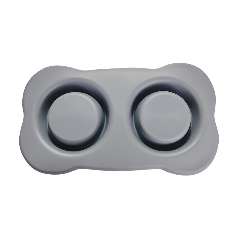 Large Silicone Pet Bowl Double Dog Bowl Stainless Steel - Majestic Pet Kingdom