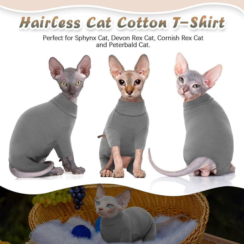 Sphynx Cats Sweater Turtleneck Hairless Cat Shirt Soft And Warm Kitten Clothes With Sleeves Pullover Pet Winter Pajamas Jumpsuit For Cat Puppy - Majestic Pet Kingdom