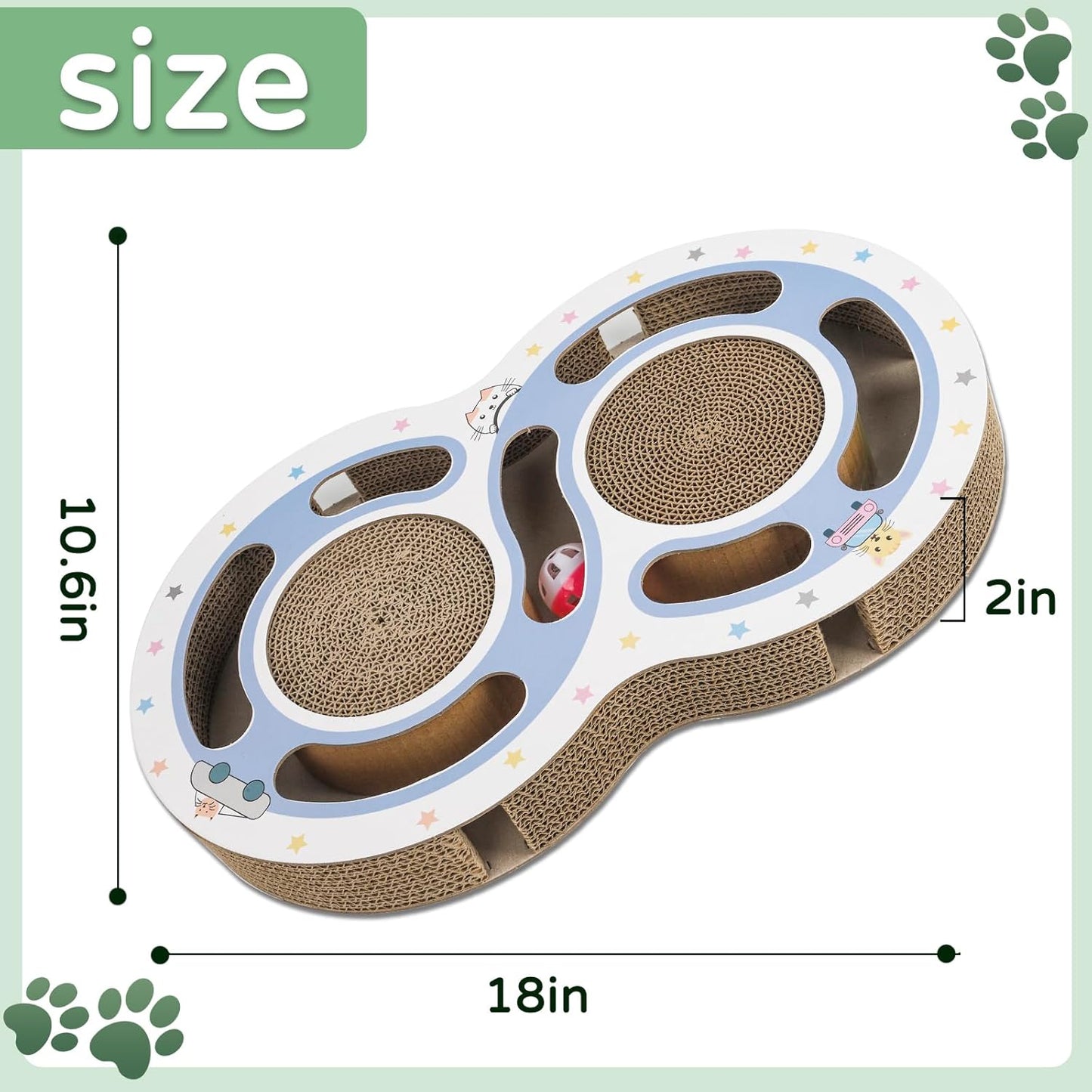 Cat Scratcher Round Cardboard Bowl with Interactive Track Ball - Detail Angle 3 | Majestic Pet Kingdom