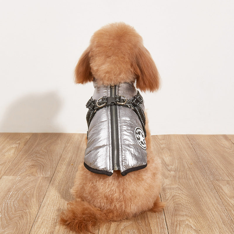 Pet Warm Dog Cotton-padded Clothes Fleece-lined Thickened Reflective Gallus - Majestic Pet Kingdom