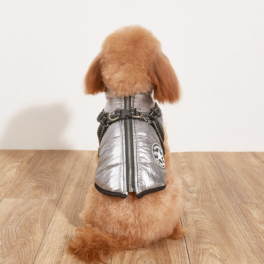 Pet Warm Dog Cotton-padded Clothes Fleece-lined Thickened Reflective Gallus - Majestic Pet Kingdom