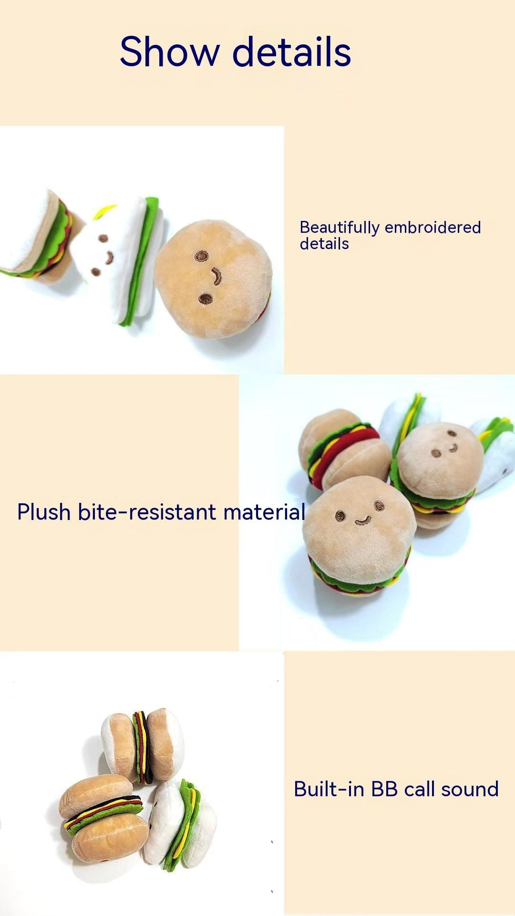 Decompression Hamburger Pet Sounding Toy