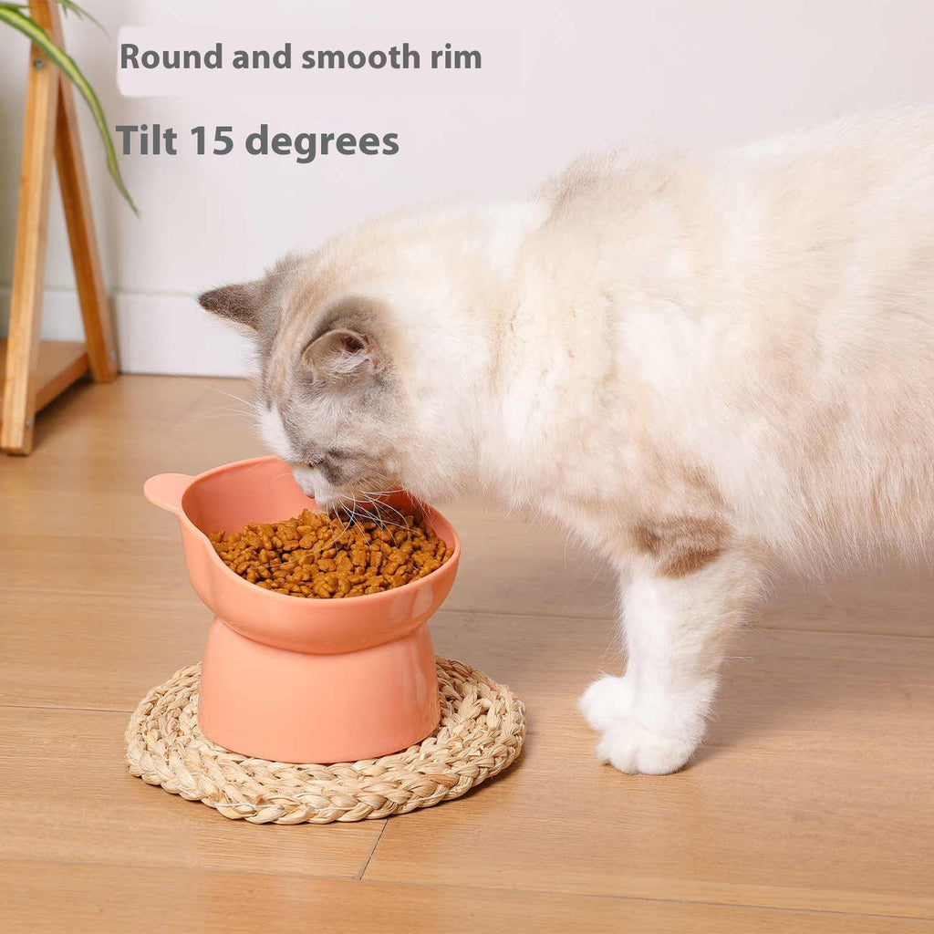 Oblique High Foot Neck Protection Anti-tumble Cat Pet Bowl