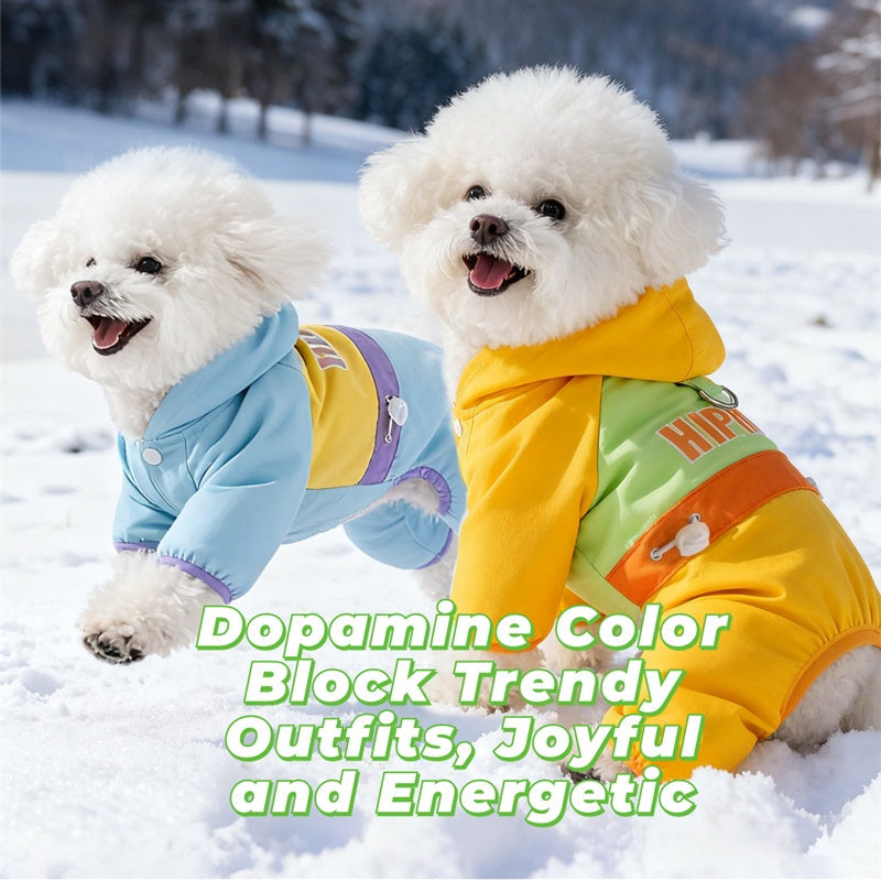 Winter Three-in-one Anti-collision Color Fleece Jacket For Small And Medium-sized Dogs, Bichon Frise Windproof High-end Four-legged Pet Clothing - Majestic Pet Kingdom